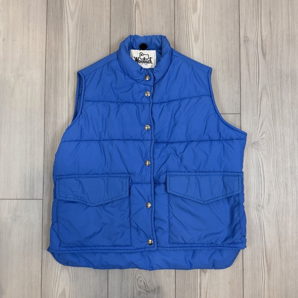 Woolrich Jackets & Blazers - Woolrich Women's Medium Bright Blue Puffer Vest Pockets Vintage Snap Closure